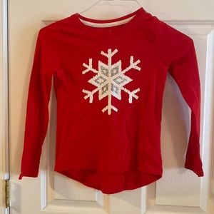 Cat & Jack Girls 7 M Long sleeve Top with sequins snowflake